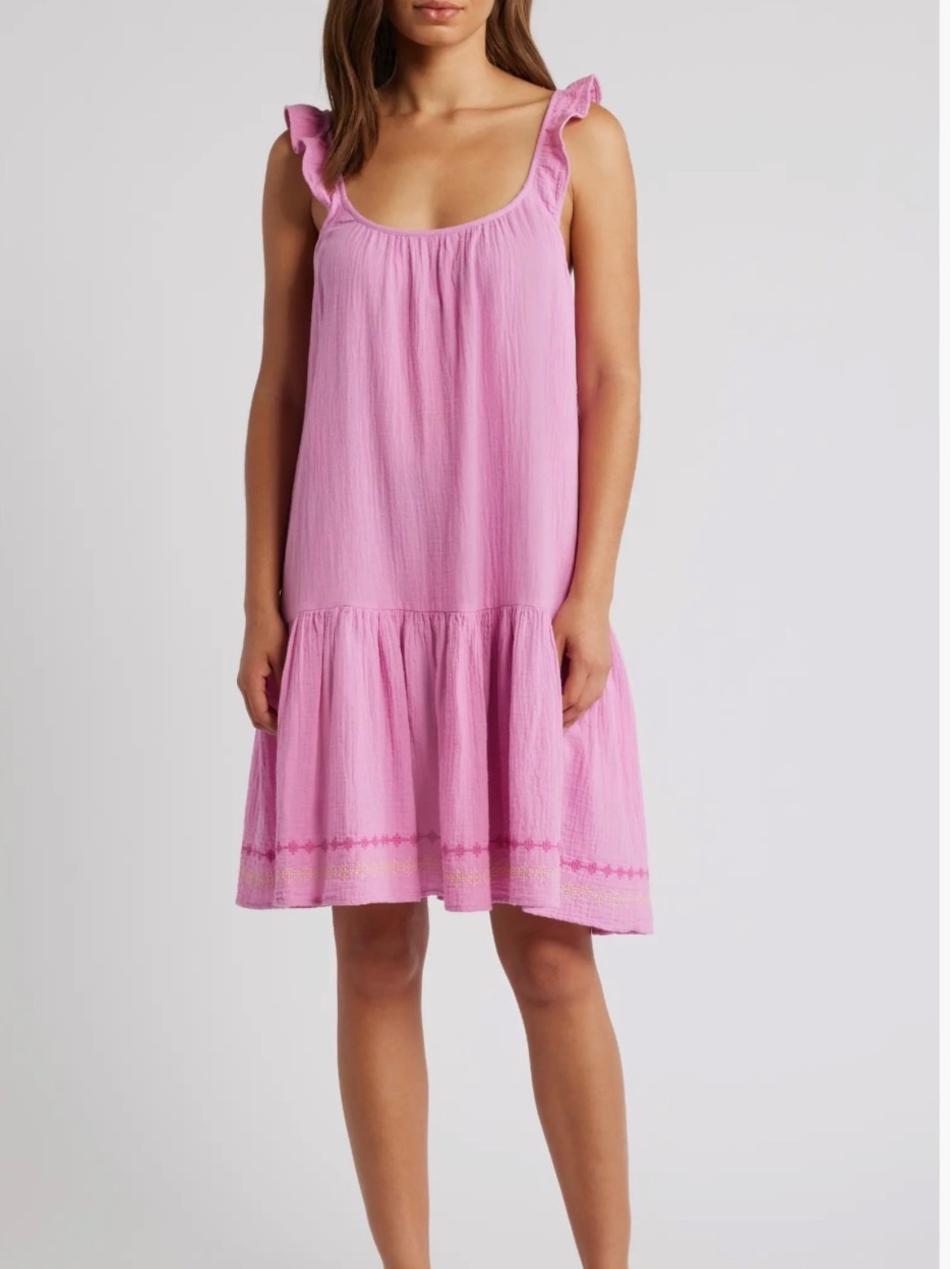 beachlunchlounge Miya Embroidered Hem Cotton Sundress